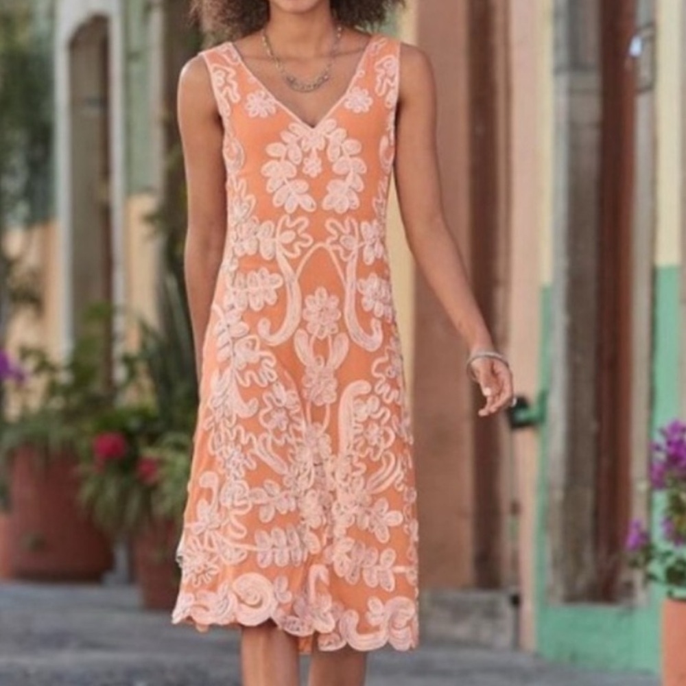 Sundance Orange and White Floral Midi Dress - Picture 4 of 4
